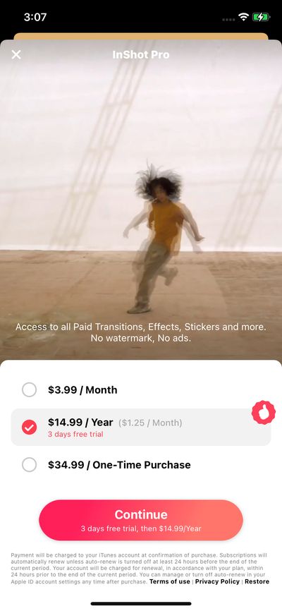 Subscription screenshot 
